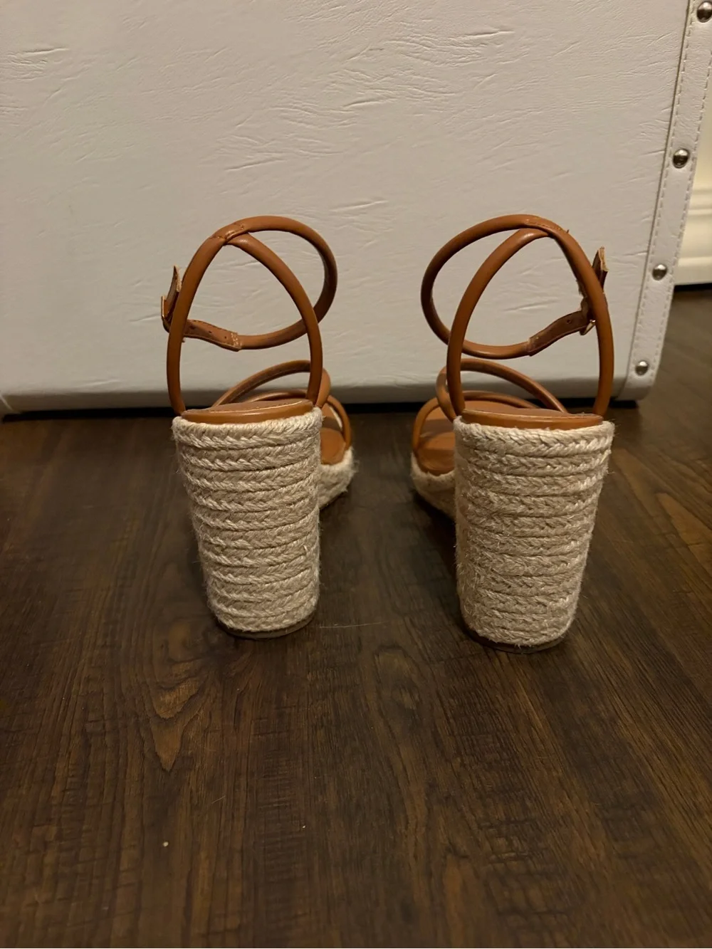 MNG Tan Wedge Sandals w/ ankle strap Sz 37